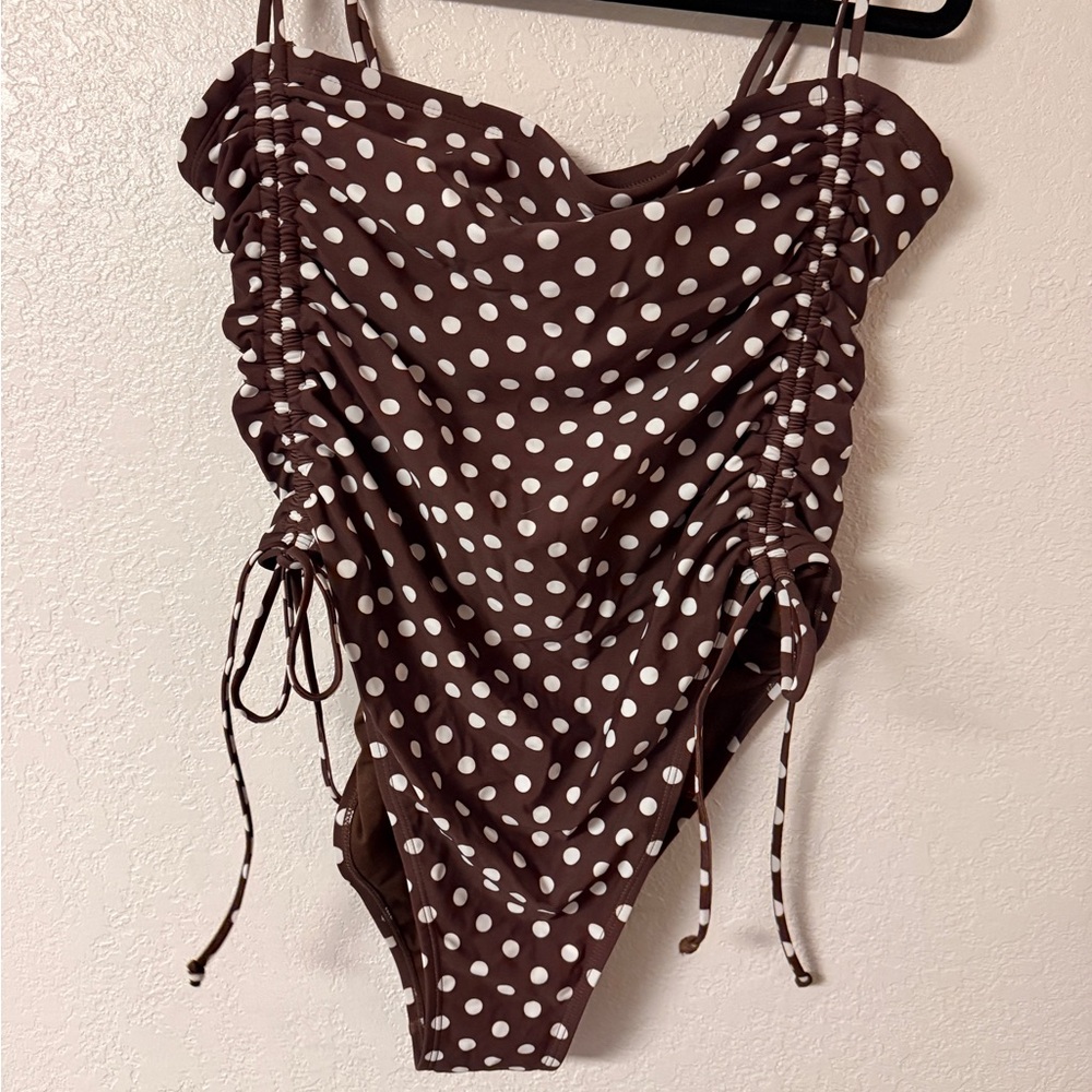 Wild Fable Brown Polka Dot One Piece Swimsuit